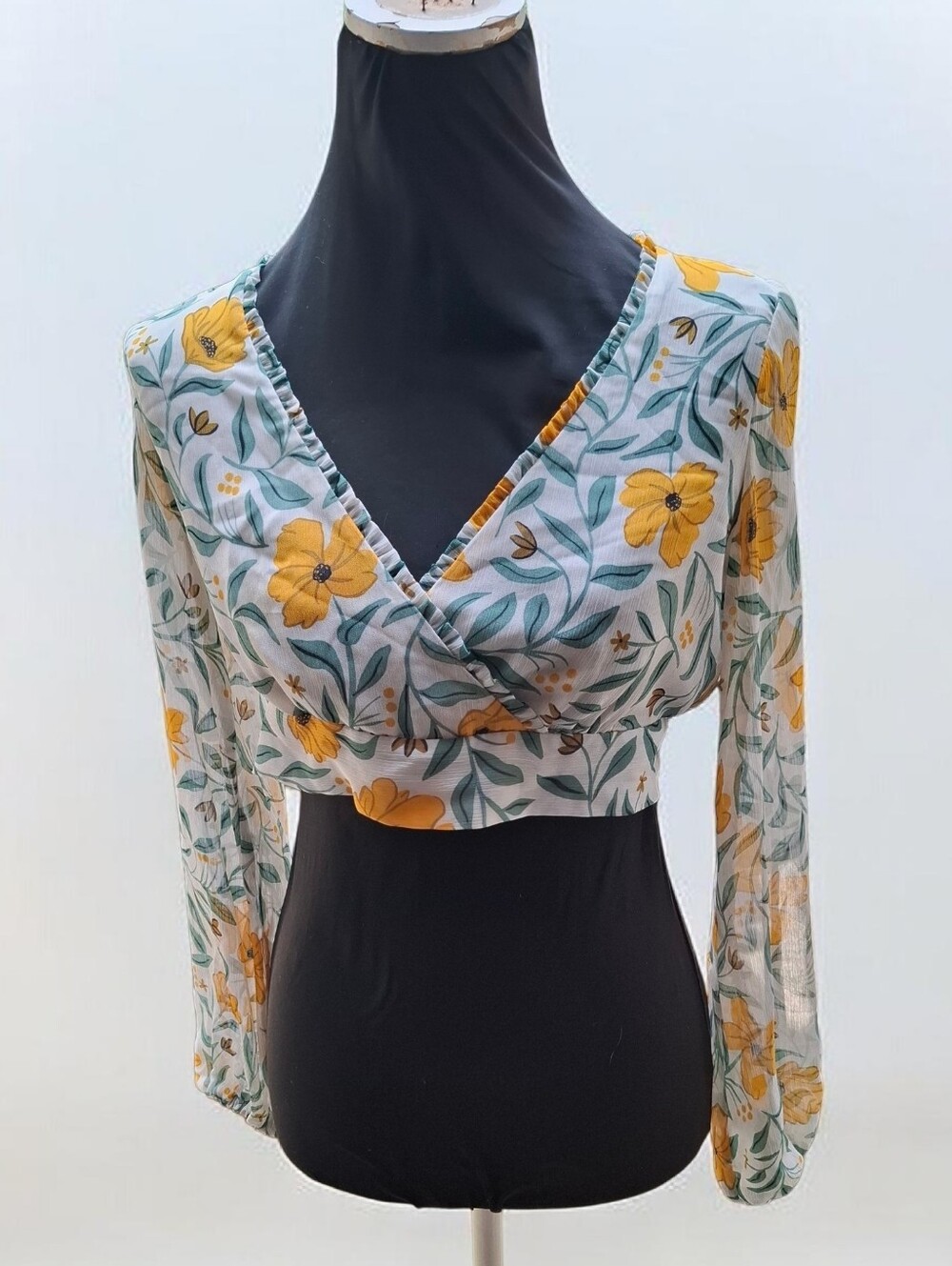 Trf Collection Zara Cropped Cross Back Floral Boho Top Sz Small